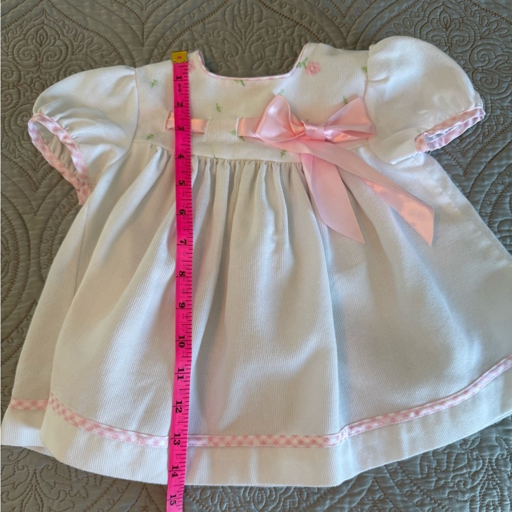 White Baby Dress with Pink Bow 🎀 & Flowers 🌸 - Picture 4 of 8